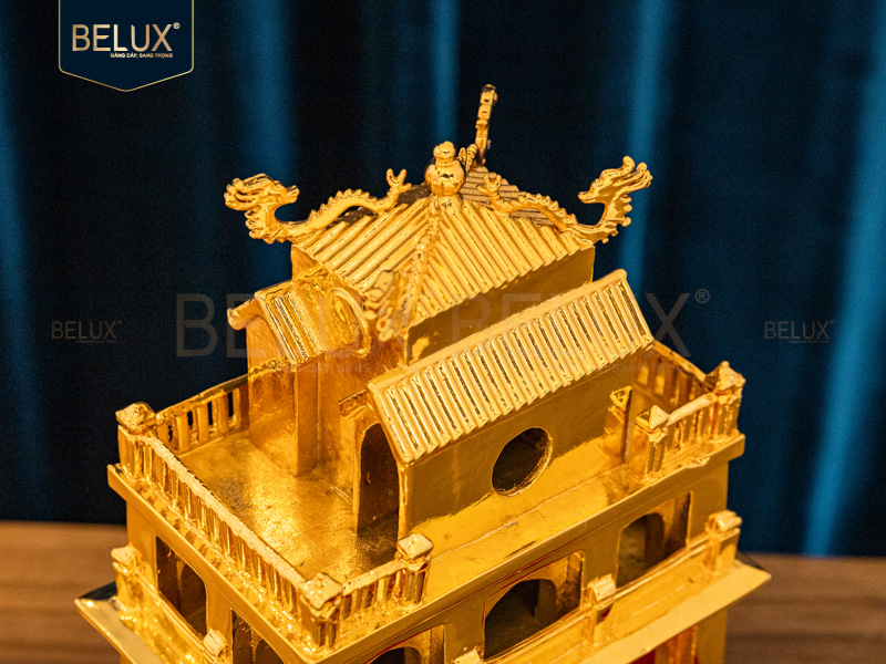 Mô hình Tháp Rùa bằng đồng mạ vàng 24k